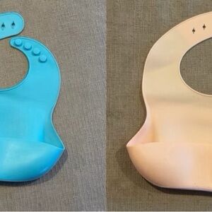 Silicone Baby Bib Set - Blue and Pink